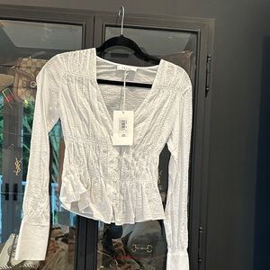 Frame Denim White Smocked Blouse